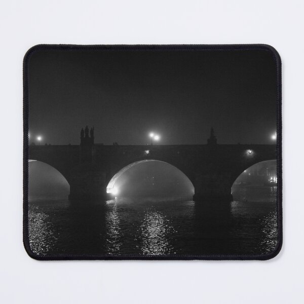 Item preview, Midnight, Paris, on the River Seine black and white romantic bridge photographic art print designed and sold by Astrid Arkhangelsky.