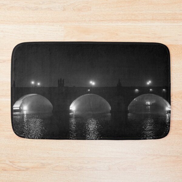 Item preview, Midnight, Paris, on the River Seine black and white romantic bridge photographic art print designed and sold by Astrid Arkhangelsky.