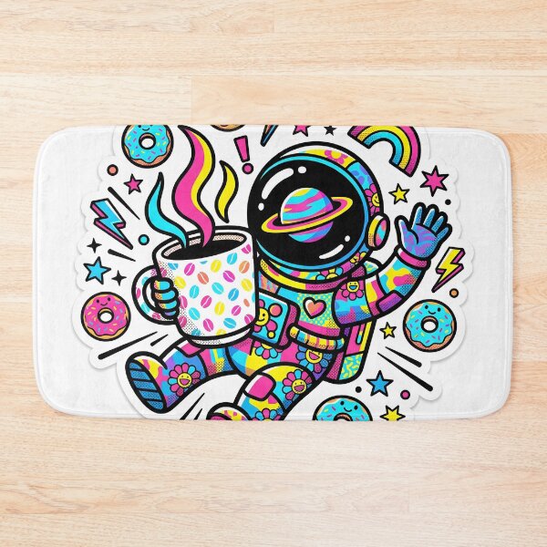 Item preview, Astronaut Coffee Pop Art Colorful Space Sticker designed and sold by Poppy Volt.