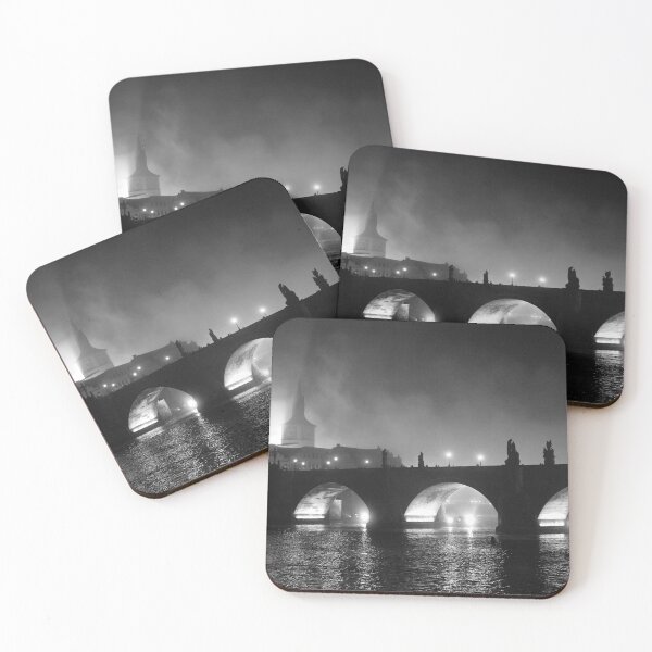 Item preview, Midnight, Paris II, on the River Seine black and white romantic bridge photographic art print designed and sold by Astrid Arkhangelsky.