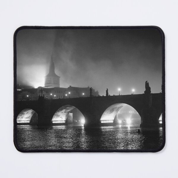 Item preview, Midnight, Paris II, on the River Seine black and white romantic bridge photographic art print designed and sold by Astrid Arkhangelsky.