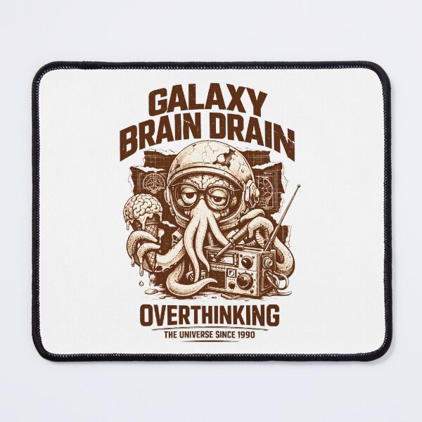 Item preview, Galaxy Brain Drain Overthinking the Universe Since 1990 Retro Space Squid Art - Vintage Aesthetic Intellectual Burnout Cerebro the Squid Blueprint Style Overthinker Quote designed and sold by Vivaan Studio.