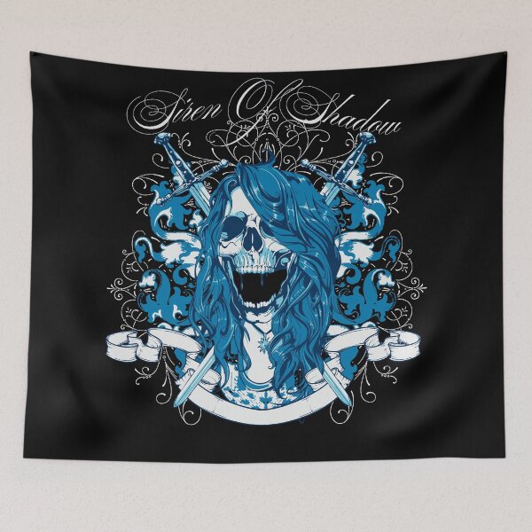 Item preview, Siren of Shadows - Lady Death Gothic Skull Blue Hair Streetwear designed and sold by snapifyprints.