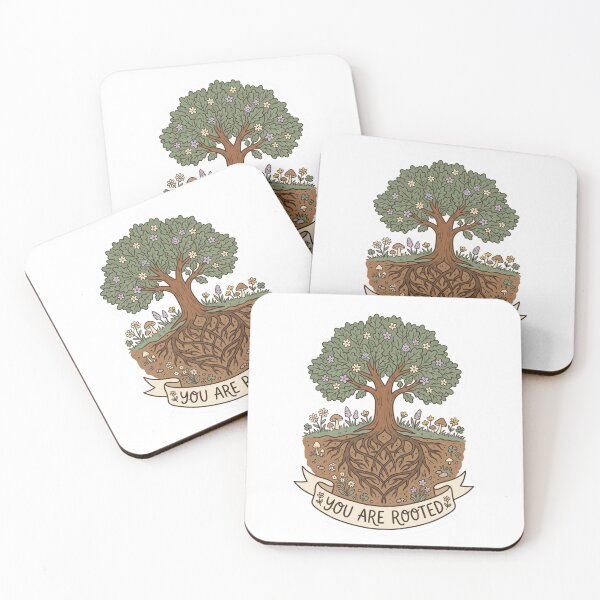 Item preview, You Are Rooted Oak Tree Wildflower Cottagecore Mental Health Sticker designed and sold by AlexBloomStudio.