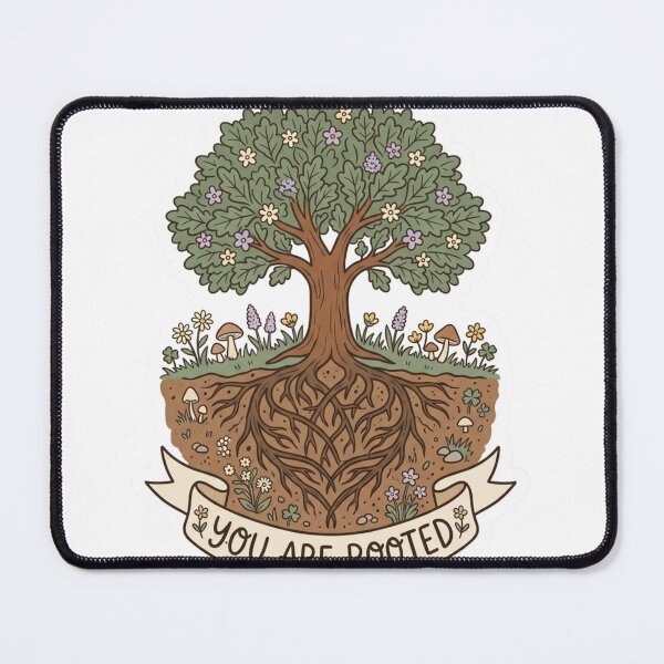 Item preview, You Are Rooted Oak Tree Wildflower Cottagecore Mental Health Sticker designed and sold by AlexBloomStudio.