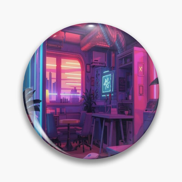 Item preview, Cyberpunk Anime Style Futuristic Apartment Interior with Neon Lights designed and sold by 21ARTSHIRT21.