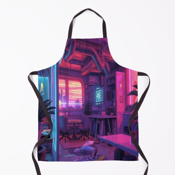 Item preview, Cyberpunk Anime Style Futuristic Apartment Interior with Neon Lights designed and sold by 21ARTSHIRT21.