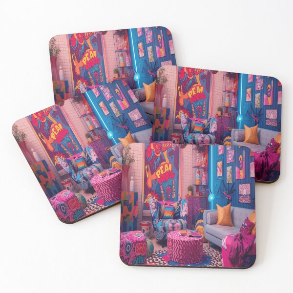 Item preview, Vibrant Maximalist Living Room with Pop Art Decor and Neon Accents designed and sold by 21ARTSHIRT21.