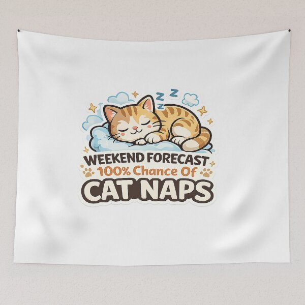 Item preview, Weekend Forecast 100% Chance Of Cat Naps Funny Cat Design  designed and sold by StyleLap.