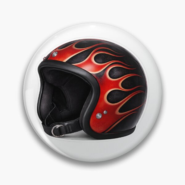 Item preview, Flame Motorcycle Helmet Sticker | Retro Biker Red Fire Design designed and sold by BikerCats.