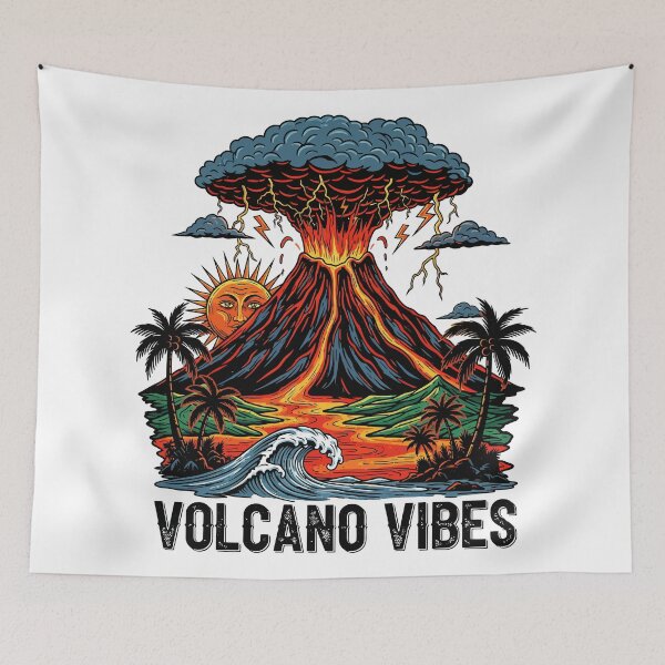 Item preview, Volcano Vibes Retro Tropical Island designed and sold by Amir Faysal.