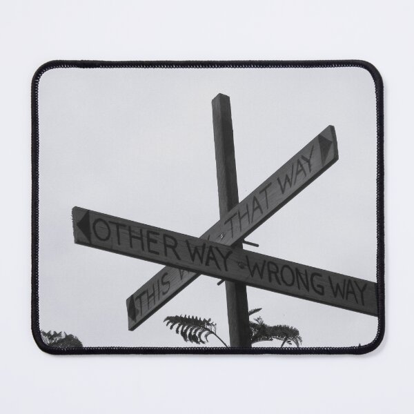 Item preview, This way, that way, wrong way, the other way vintage funny sign post directions humorous photographic art print designed and sold by Astrid Arkhangelsky.