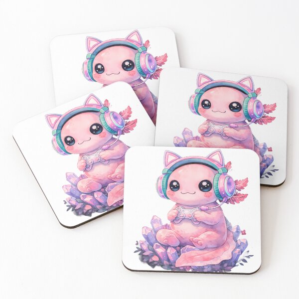 Item preview, Kawaii Gamer Axolotl - Cute Gaming Creature with Magic Crystals designed and sold by Art-Selling.