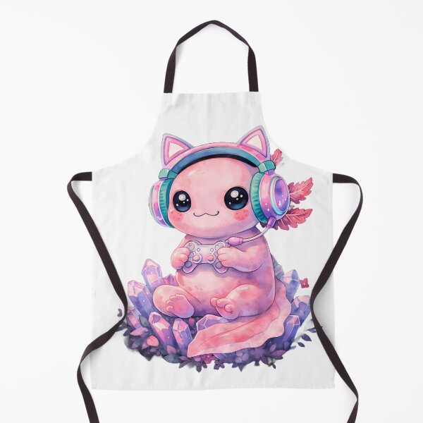 Item preview, Kawaii Gamer Axolotl - Cute Gaming Creature with Magic Crystals designed and sold by Art-Selling.