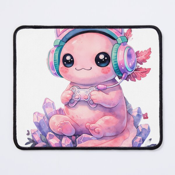 Item preview, Kawaii Gamer Axolotl - Cute Gaming Creature with Magic Crystals designed and sold by Art-Selling.