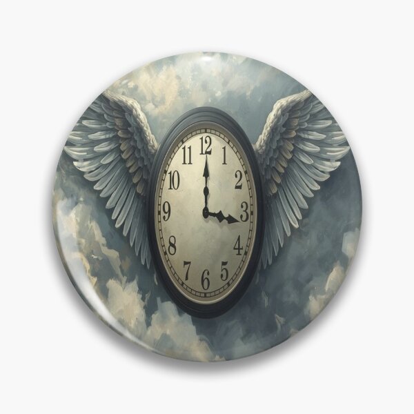 Item preview, Time Flies Surreal Illustration – Angel Winged Clock in the Clouds designed and sold by 21ARTSHIRT21.