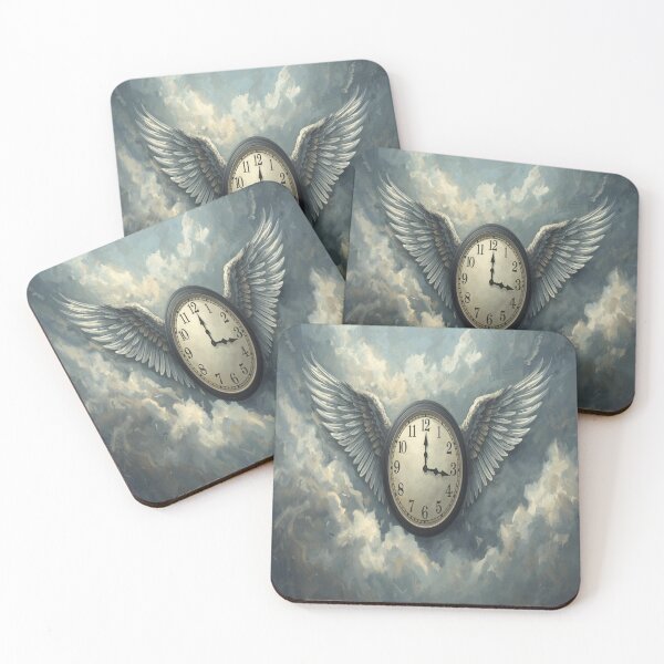 Item preview, Time Flies Surreal Illustration – Angel Winged Clock in the Clouds designed and sold by 21ARTSHIRT21.