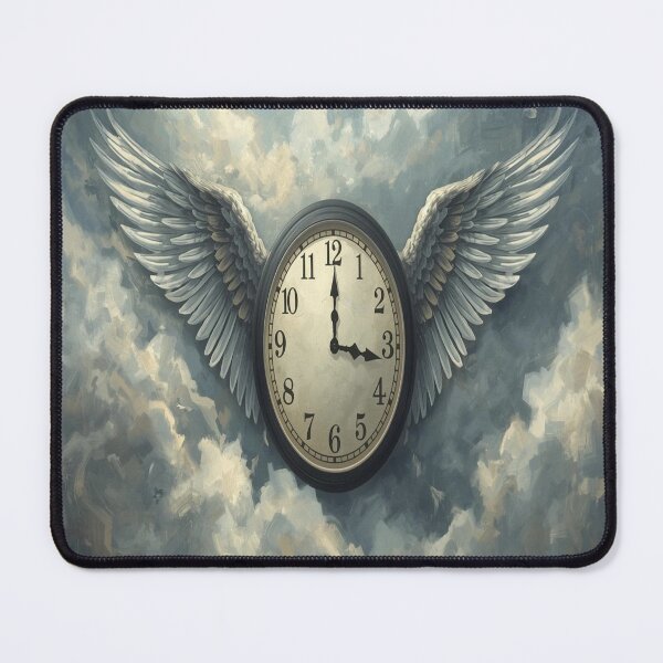 Item preview, Time Flies Surreal Illustration – Angel Winged Clock in the Clouds designed and sold by 21ARTSHIRT21.