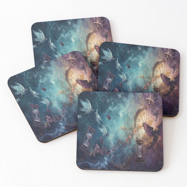 Item preview, Surreal Cosmic Time: Flying Clocks and Hourglass in Starry Nebula designed and sold by 21ARTSHIRT21.