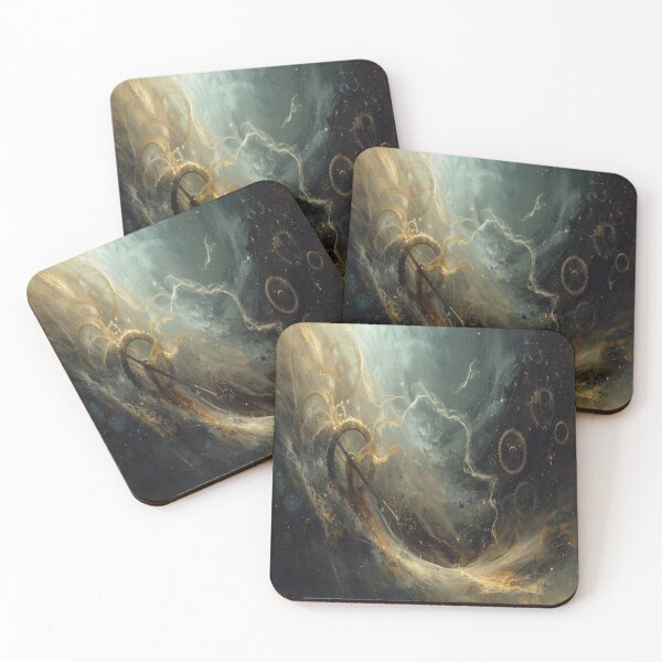 Item preview, Abstract Surreal Clockwork in Motion: Golden Gears and Ethereal Light Trails in Deep Space designed and sold by 21ARTSHIRT21.