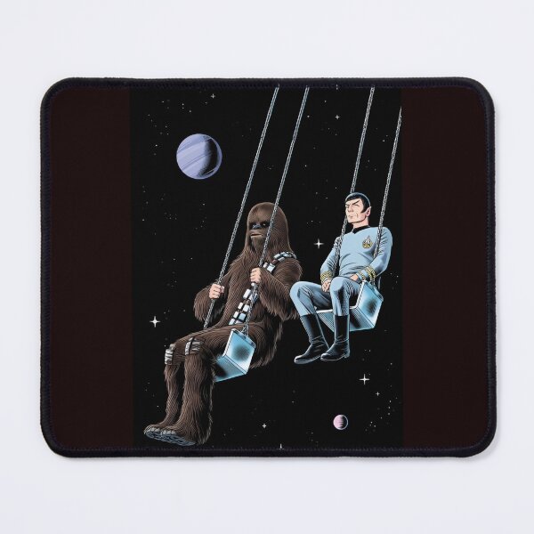 Item preview, Swinging Through Space | Alien and Vulcan Officer Take a Break | Sci-Fi Humor Art Print designed and sold by SammyMorry.