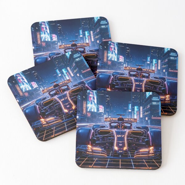 Item preview, Neon Overdrive: Cybernetic Formula Racer in Orange and Blue designed and sold by LoveLuxClothes.