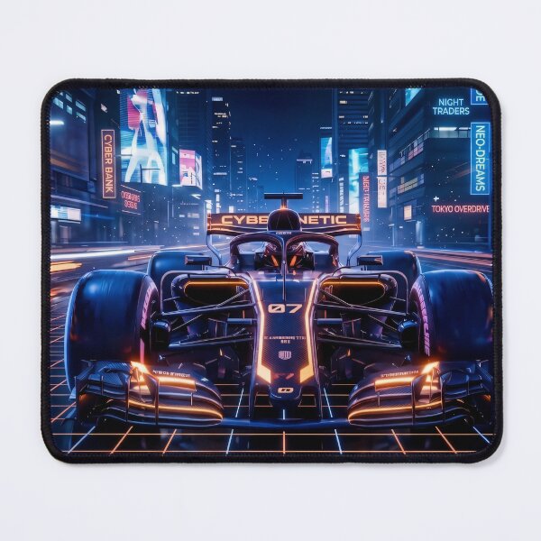 Item preview, Neon Overdrive: Cybernetic Formula Racer in Orange and Blue designed and sold by LoveLuxClothes.