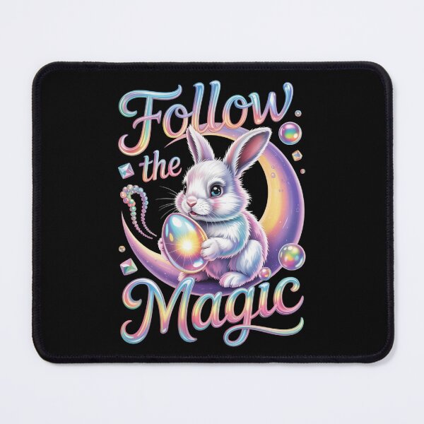 Item preview, Follow the Magic Easter Bunny Moon Holographic T-Shirt V5 designed and sold by DarylWelsh2024.