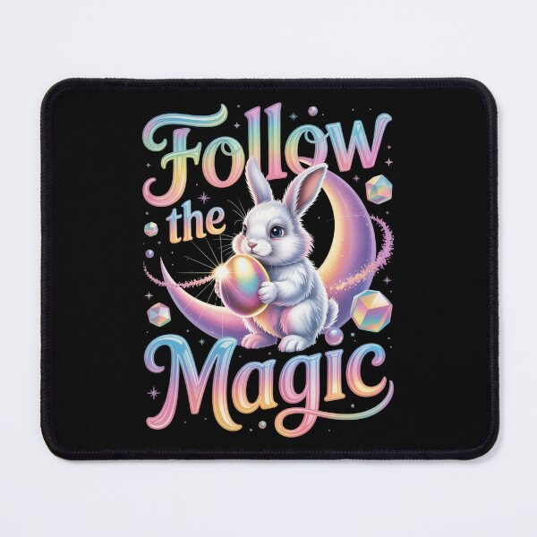 Item preview, Follow the Magic Easter Bunny Moon Holographic T-Shirt V6 designed and sold by DarylWelsh2024.