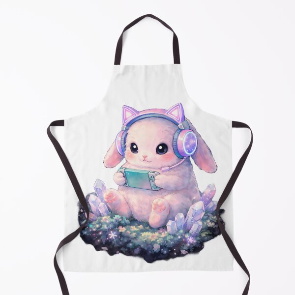 Item preview, Cozy Gamer Bunny - Cute Bunny with Handheld Console & Magic Crystals designed and sold by Art-Selling.