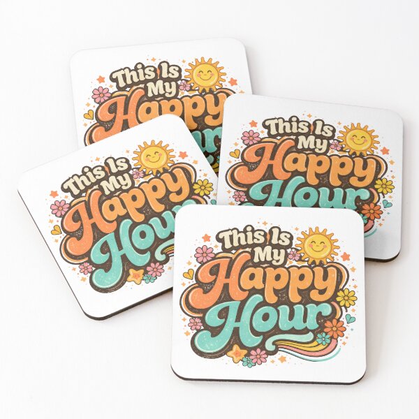 Item preview, This Is My Happy Hour Retro Sunshine Quote Design designed and sold by The Baffled Pigeon.