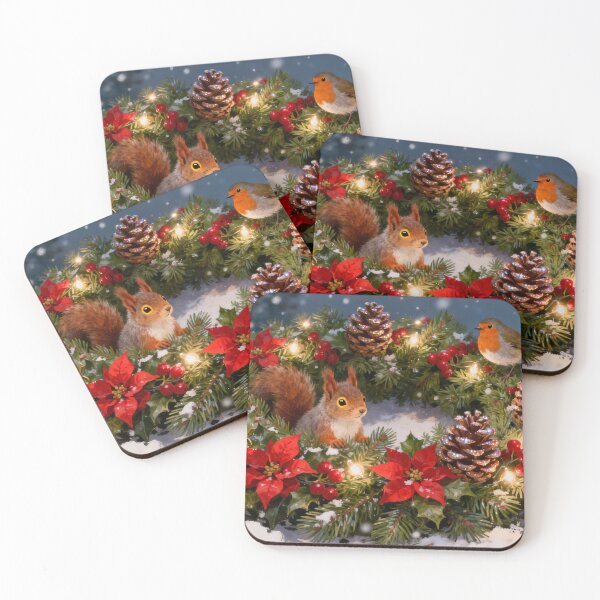 Item preview, Festive Christmas Wreath with Hedgehog, Squirrel and Robin designed and sold by acceleratorhams.