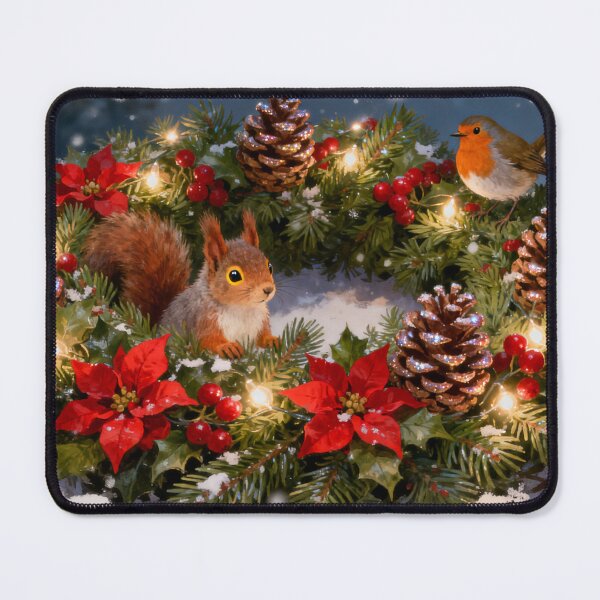 Item preview, Festive Christmas Wreath with Hedgehog, Squirrel and Robin designed and sold by acceleratorhams.