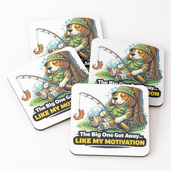 Item preview, Beagle Fishing Nap - The Big One Got Away Like My Motivation Sticker designed and sold by Gentlestate.