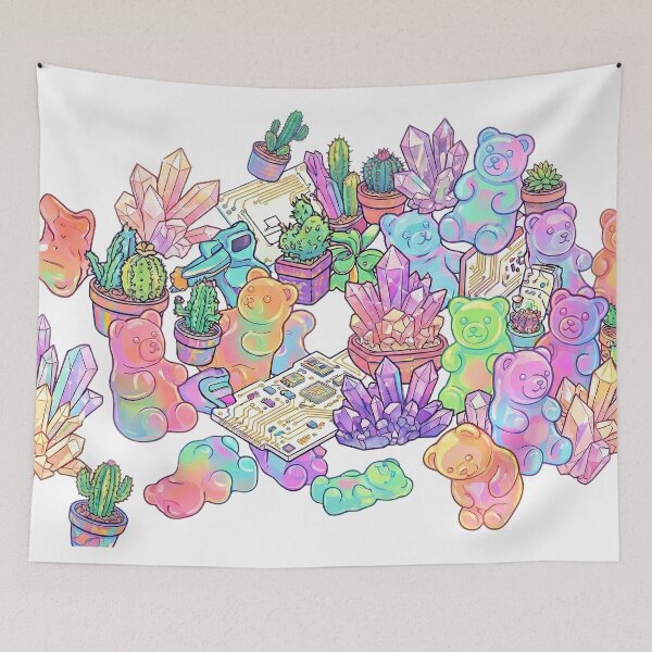 Item preview, Joyful Maximalist Vector Art - Gummy Bears, Crystals, and Tech designed and sold by Ich-Studio.