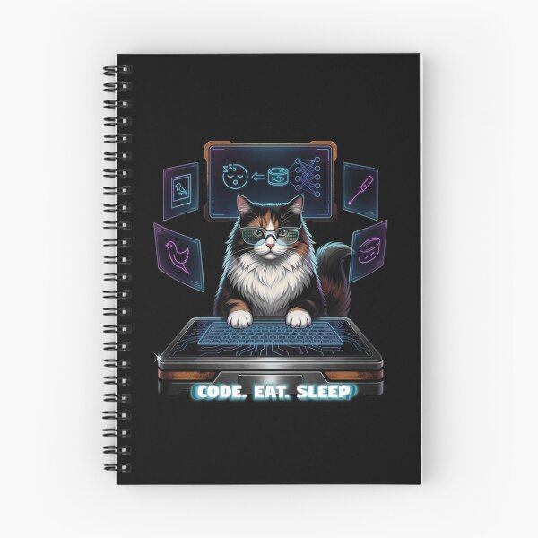 Item preview, L-16 Tech Cat: CODE. EAT. SLEEP. - Cyberpunk Dev Edition designed and sold by AmaWearDesign.