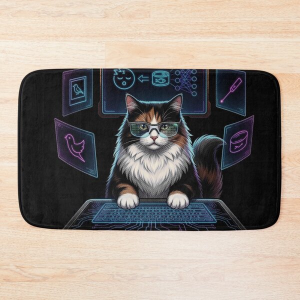 Item preview, L-16 Tech Cat: CODE. EAT. SLEEP. - Cyberpunk Dev Edition designed and sold by AmaWearDesign.