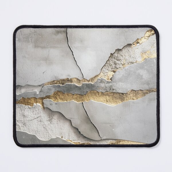 Item preview, Golden Cracks Concrete Texture – Modern Wall Art in Grey & Gold designed and sold by CosmicGlyph.