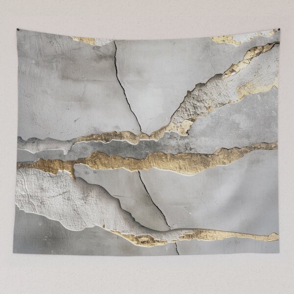Item preview, Golden Cracks Concrete Texture – Modern Wall Art in Grey & Gold designed and sold by CosmicGlyph.