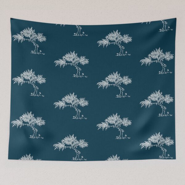 Item preview, Cacao Tree, Line Drawing Symmetric Minimalist Aesthetic Natural Design Midnight Blue designed and sold by SWSandraWechner.
