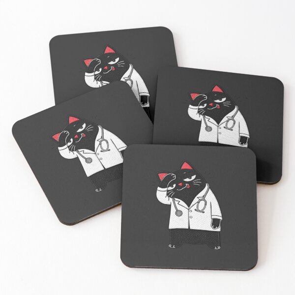 Item preview, Tired Doctor black Cat Meme Funny Burnout Medical Humor Cute designed and sold by ColorSplash123.