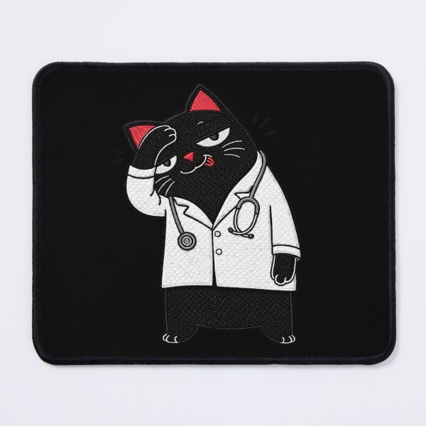 Item preview, Tired Doctor black Cat Meme Funny Burnout Medical Humor Cute designed and sold by ColorSplash123.