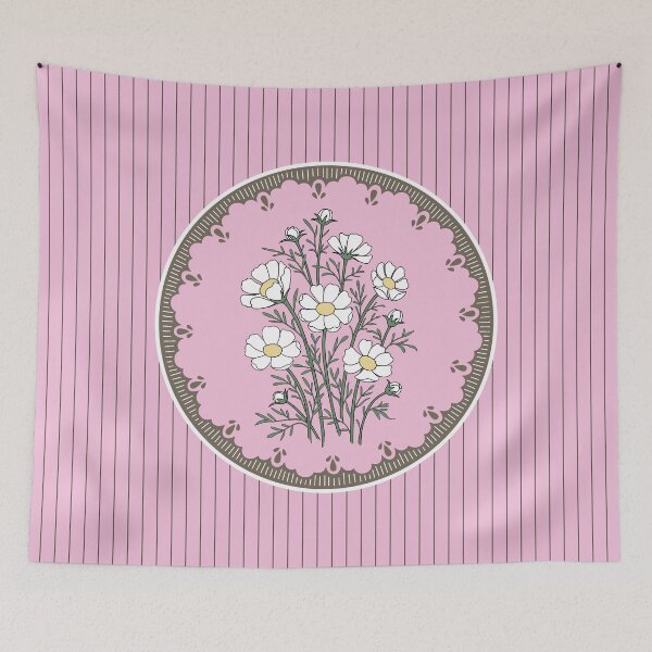 Item preview, Hand-Drawn Cosmos Floral Circle Art designed and sold by storieslanguage.