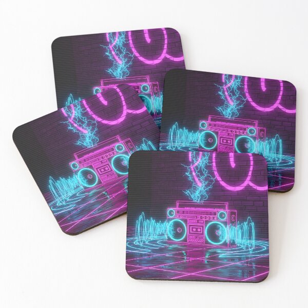 Item preview, Neon Synthwave Boombox - 80s Retro Music Art designed and sold by powersunlight.