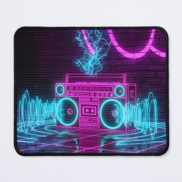 Item preview, Neon Synthwave Boombox - 80s Retro Music Art designed and sold by powersunlight.