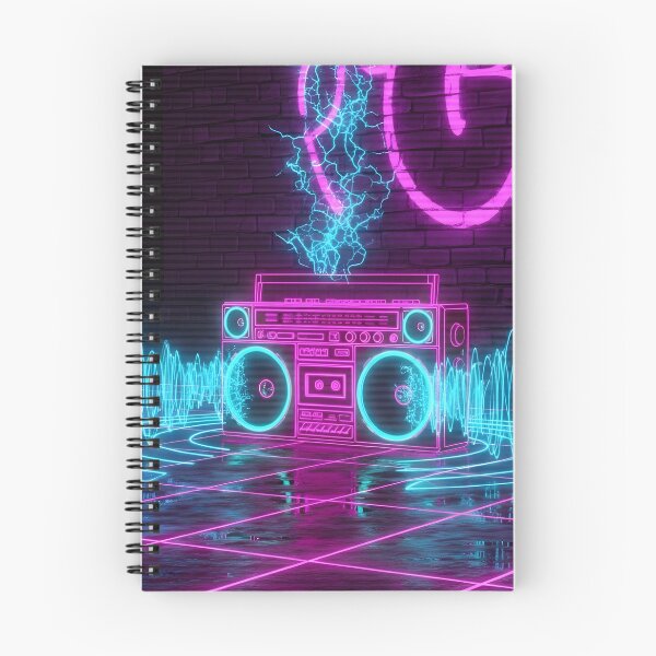 Item preview, Neon Synthwave Boombox - 80s Retro Music Art designed and sold by powersunlight.