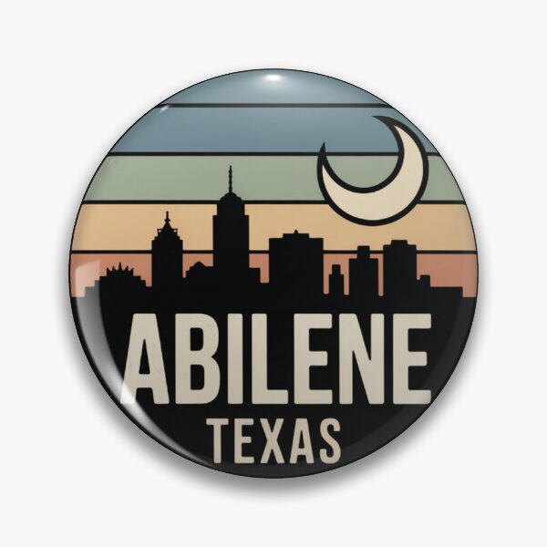 Item preview, Abilene Texas: Retro Night Skyline Badge designed and sold by CircinusStore.