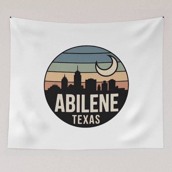 Item preview, Abilene Texas: Retro Night Skyline Badge designed and sold by CircinusStore.