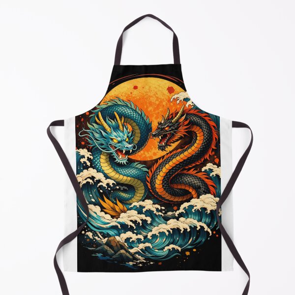 Item preview, Japanese Inspired Art Dragons Battle Over Stormy Ocean Waves designed and sold by Nami Print.