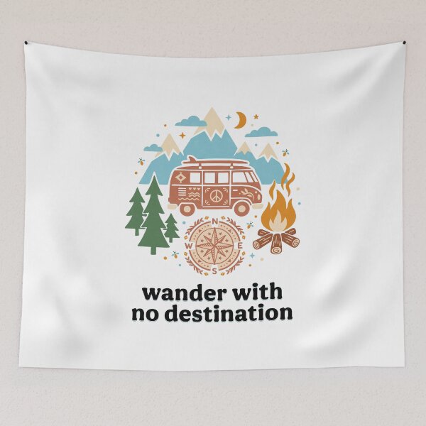 Item preview, Retro Boho Camper Van and Mountains Vector Illustration Wanderlust designed and sold by DiNata.